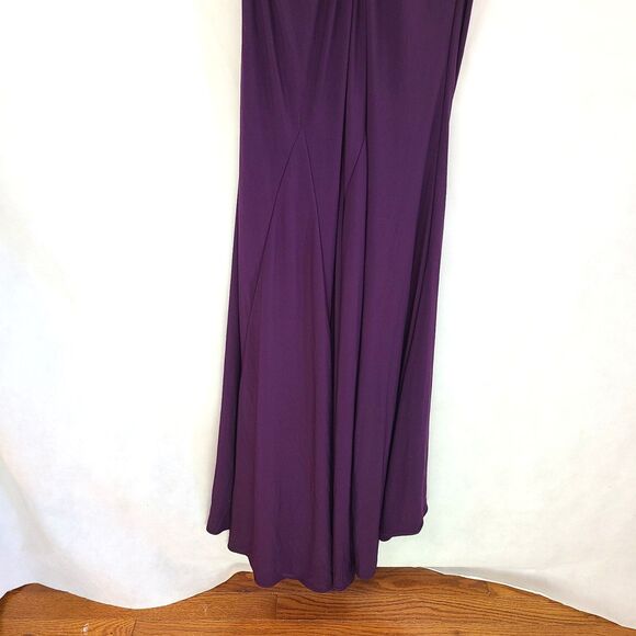 New MAC DUGGAL (4) 26517 Purple (Eggplant) Fold-over Off-the-Shoulder Slit Gown - Picture 8 of 16